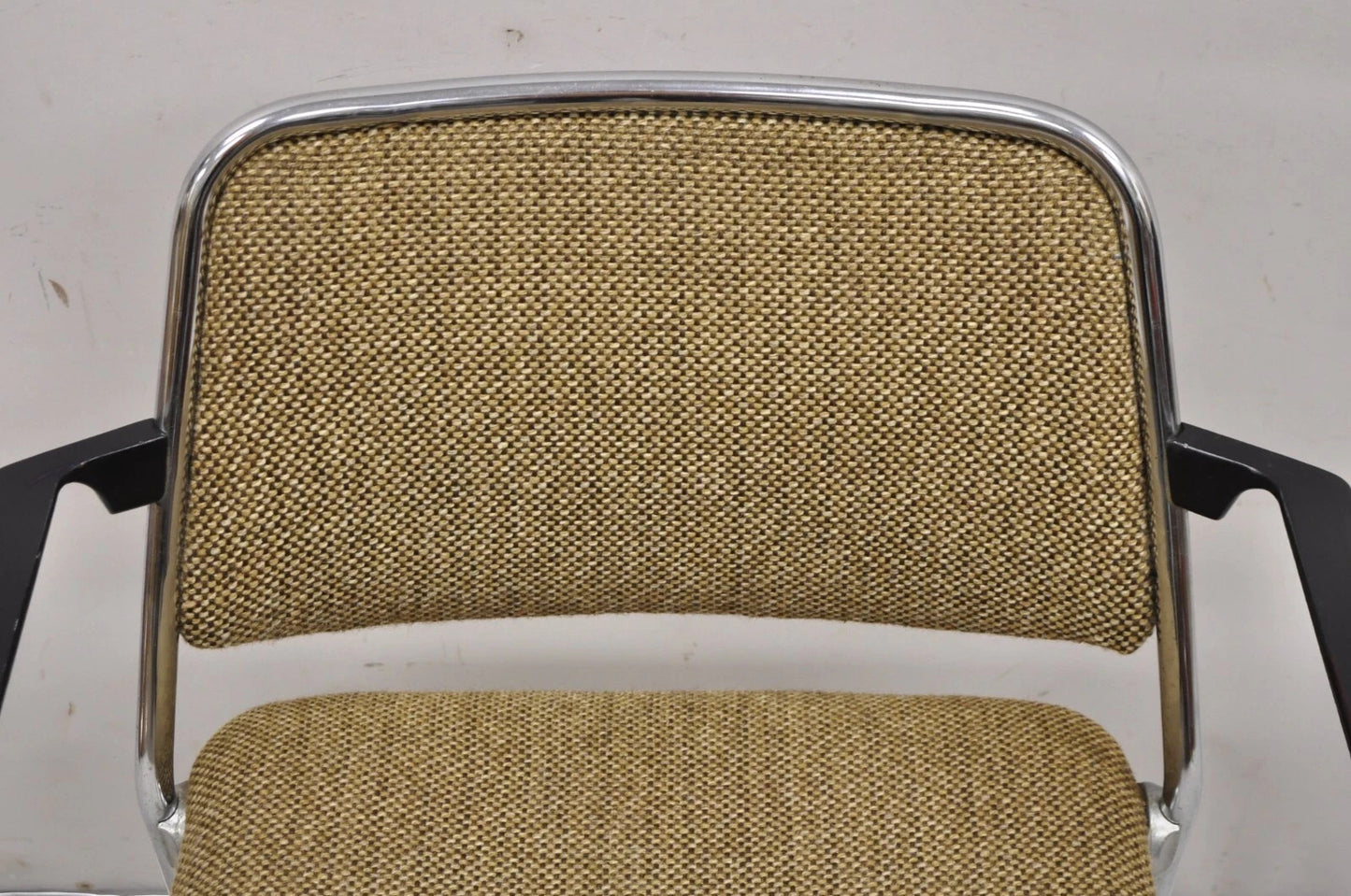 Vintage Sculpted Chrome Frame Post Mid Century Modern Office Arm Chair