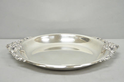 Vintage Wallace Baroque Silver Plated Round Twin Handle Serving Platter Bar Tray