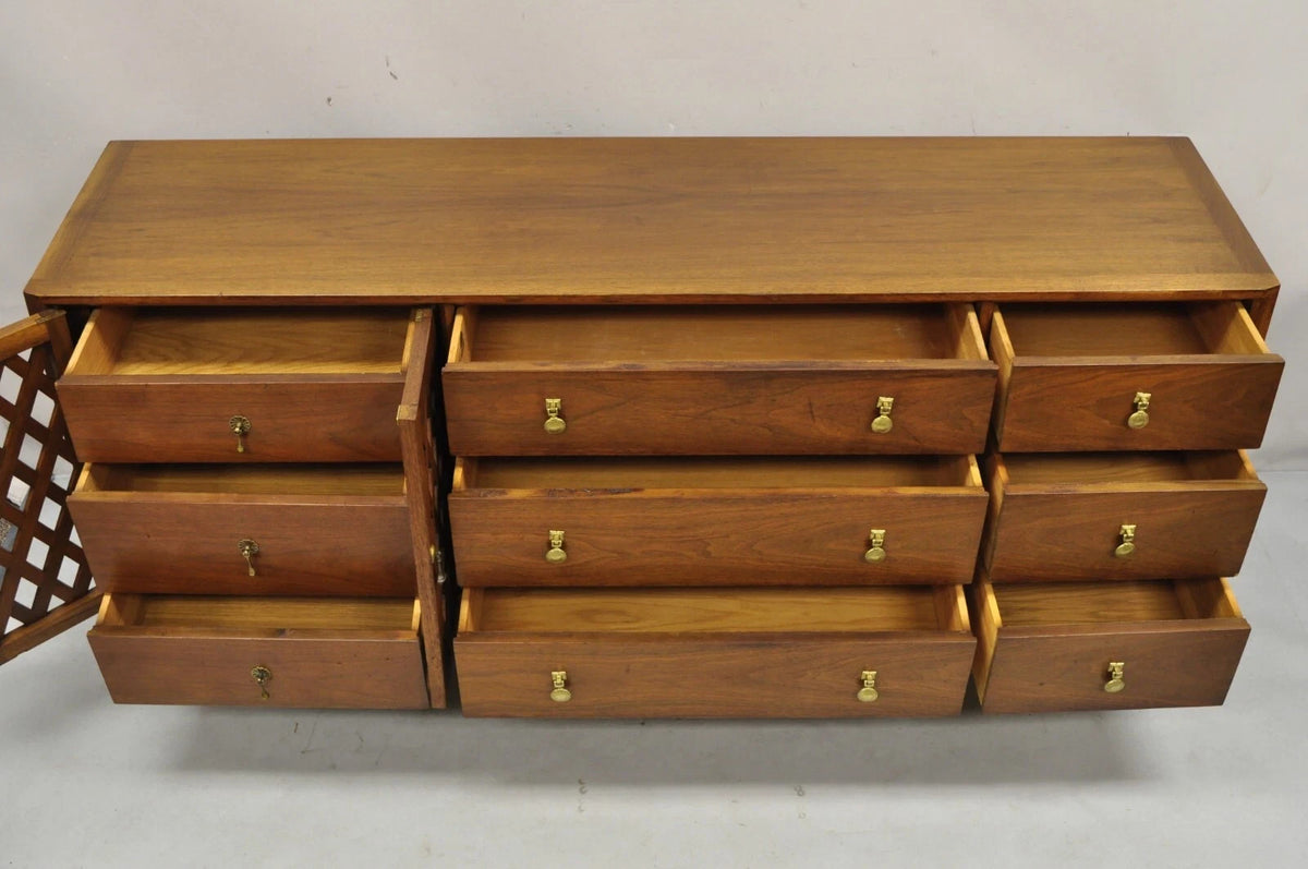 Vintage John Stuart Casalinda Mid Century Modern Walnut Credenza Triple Dresser