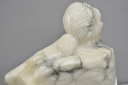 Vintage Seymour Shuren Modern Carved Alabaster Native American Figure Sculpture