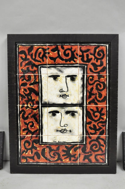 Modern Pablo Picasso Style Ceramic Tile Wall Art Set, Victor Alves 2009 - 3 Pcs