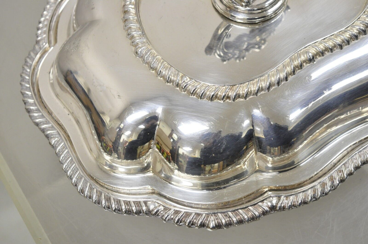 Vintage Regency Style Silver Plated Covered Vegetable Dish Serving Platter