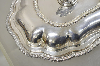 Vintage Regency Style Silver Plated Covered Vegetable Dish Serving Platter