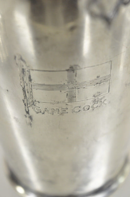 Antique Art Deco Silver Plated Martini Cocktail Shaker "Game Cock" Monogram