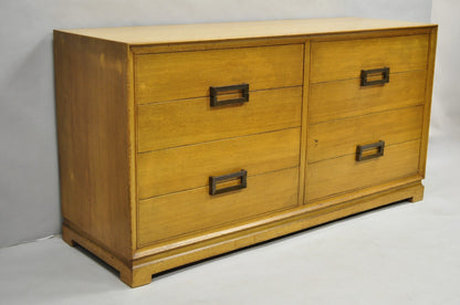 Vintage Mid Century Modern Blonde Mahogany Long Dresser Credenza by Red Lion