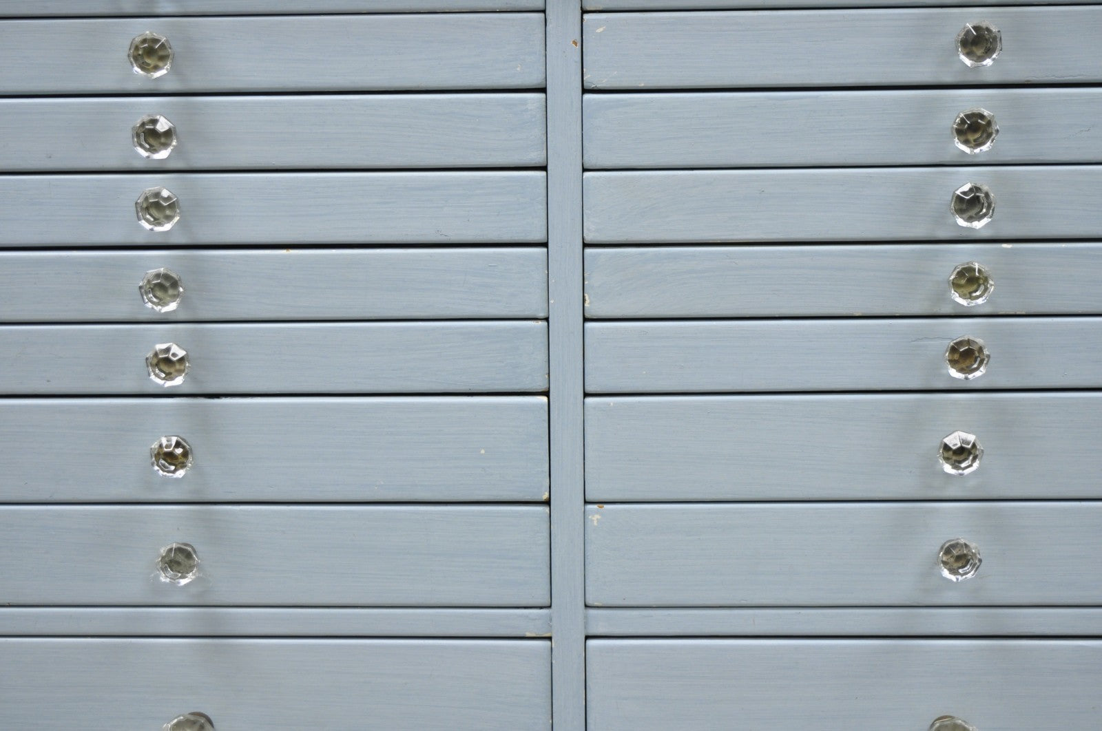 Antique Art Deco Medical Dental Cabinet Blue Painted w/Mirror and 22 Drawers