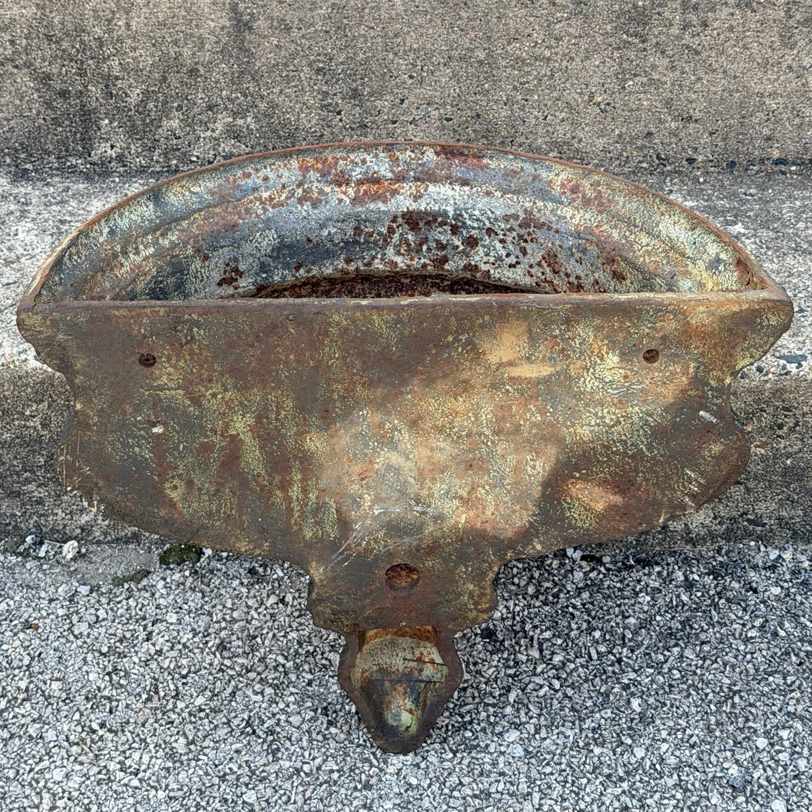 Neoclassical Cast Iron Half Round Wall Fountain Bowl Lavabo Garden Planter Pot