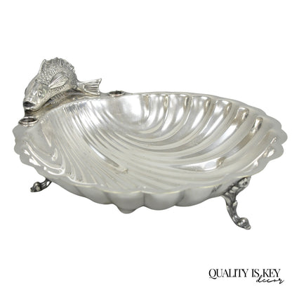 Vintage English Regency Sheffield Silver Plated Fish Clam Shell Serving Platter