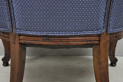 Antique French Renaissance Louis XV Style Carved Walnut Wingback Arm Chair
