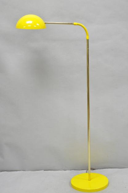 Vintage Mid Century Modern Kurt Versen Style Yellow Gooseneck Saucer Floor Lamp