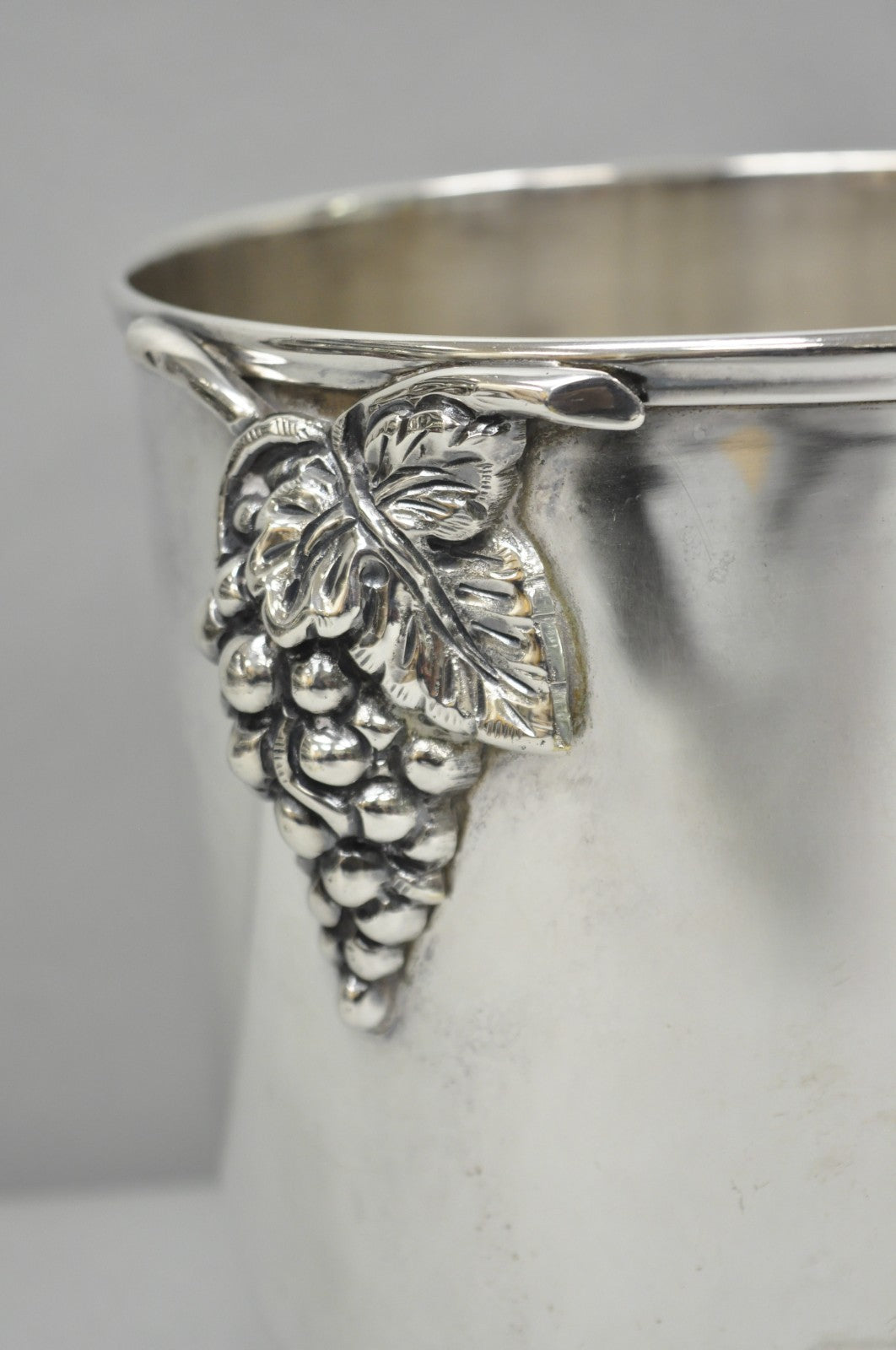 Vintage Mid Century Silver Plated Grapevine Cluster Champagne Chiller Ice Bucket