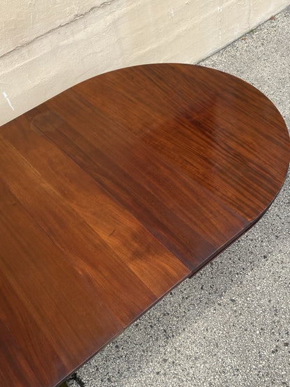 Antique English Regency Round Mahogany Extension Dining Banquet Table w 6 Leaves