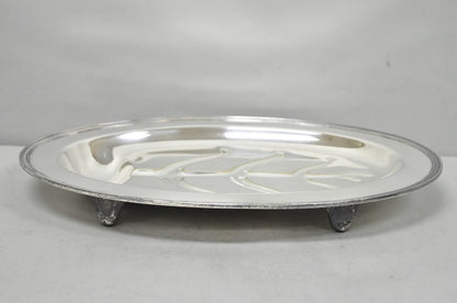 Vintage Crescent Regency Style Silver Plated Oval Cutlery Serving Platter Tray