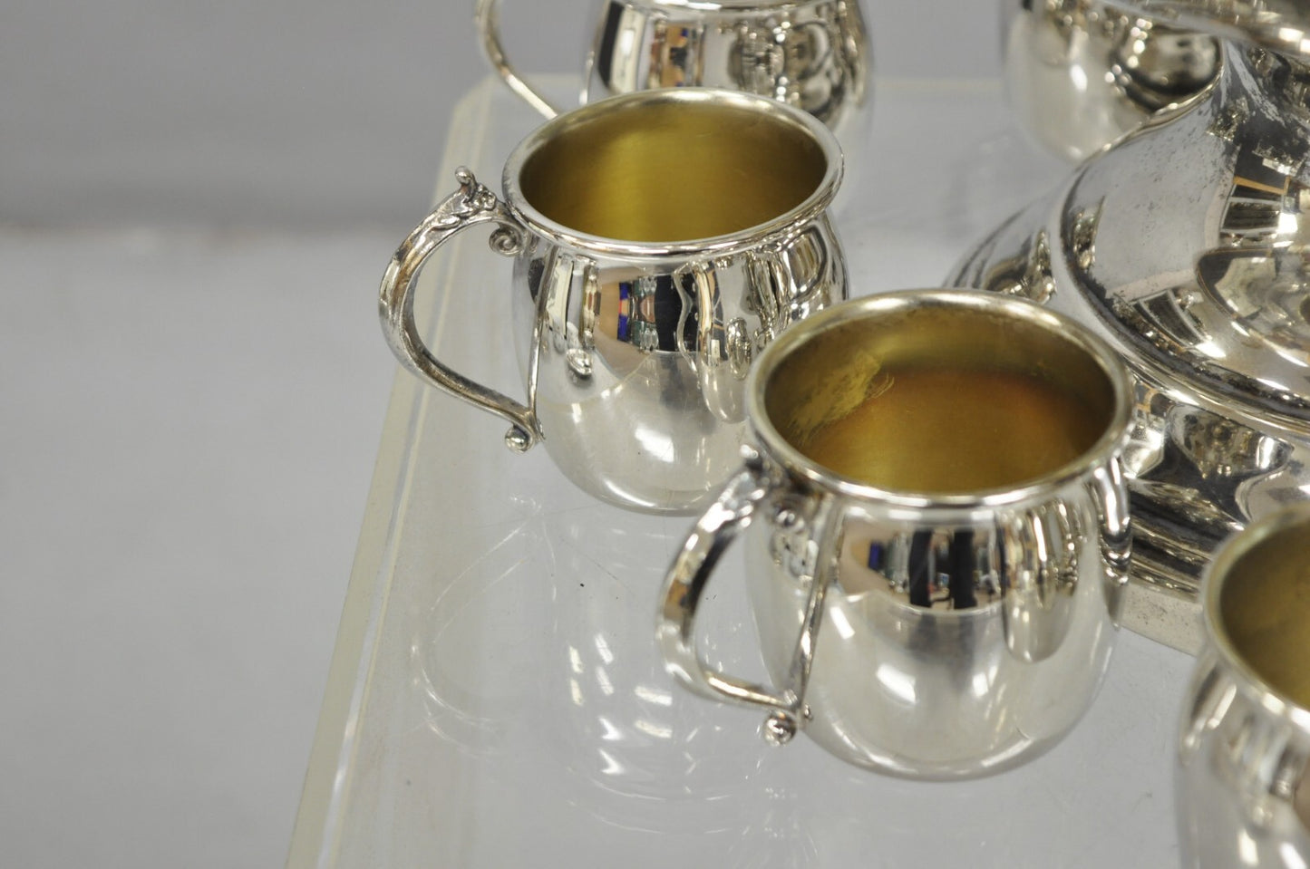 Vintage FB Rogers Silver Plated Victorian Style Punch Bowl Set w/ 10 Cups