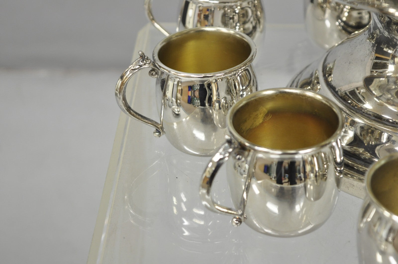 Vintage FB Rogers Silver Plated Victorian Style Punch Bowl Set w/ 10 Cups