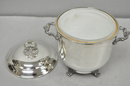 Vintage Victorian Silver Plated Footed and Covered Lidded Bar Ice Bucket