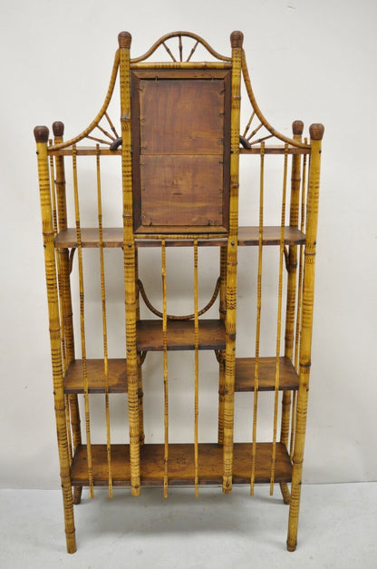 19th C. English Victorian Bamboo Stick and Ball Curio Shelf Display Etagere