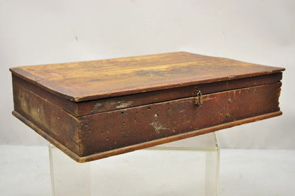 Antique American Primitive Wooden Distressed Paint Crafts Organizer Parts Box