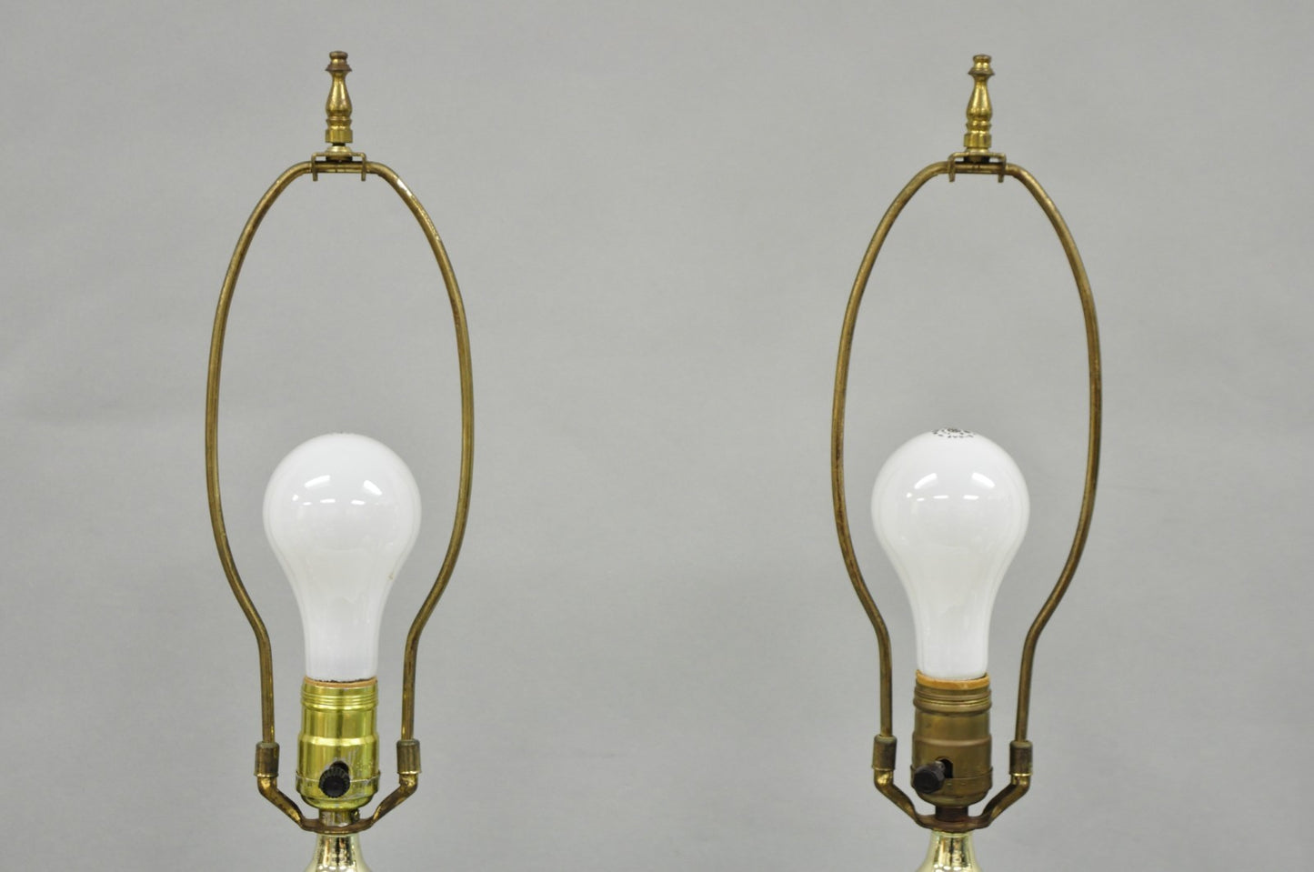Vintage Mid Century Modern Blue Italian Murano Glass Gold Bubble Table Lamp Pair