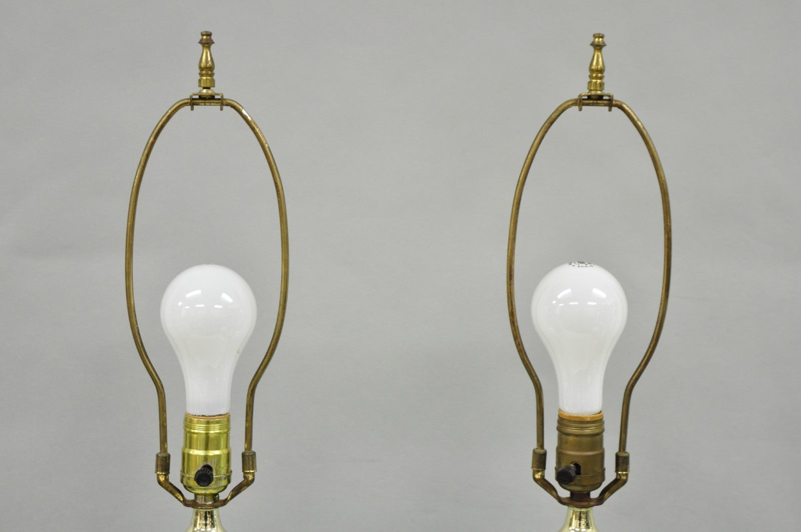 Vintage Mid Century Modern Blue Italian Murano Glass Gold Bubble Table Lamp Pair