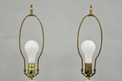 Vintage Mid Century Modern Blue Italian Murano Glass Gold Bubble Table Lamp Pair