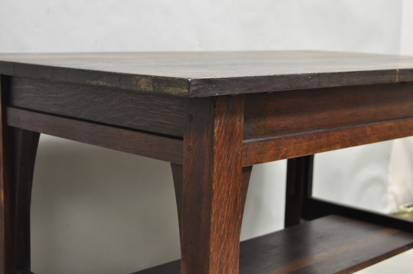 Antique Gustav Stickley Arts & Crafts Mission Oak Two Drawer Library Table Desk