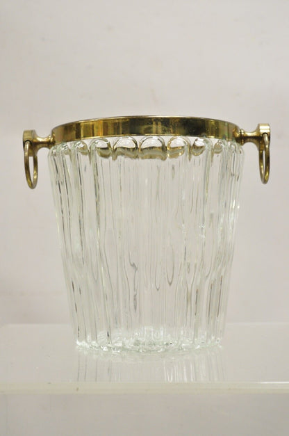 Vintage Hollywood Regency Brass & Glass Champagne Wine Chiller Ice Bucket