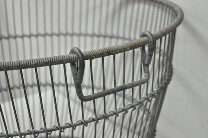 Vintage Industrial Modern Large 24" Metal Wire Oyster Clam Throw Blanket Basket