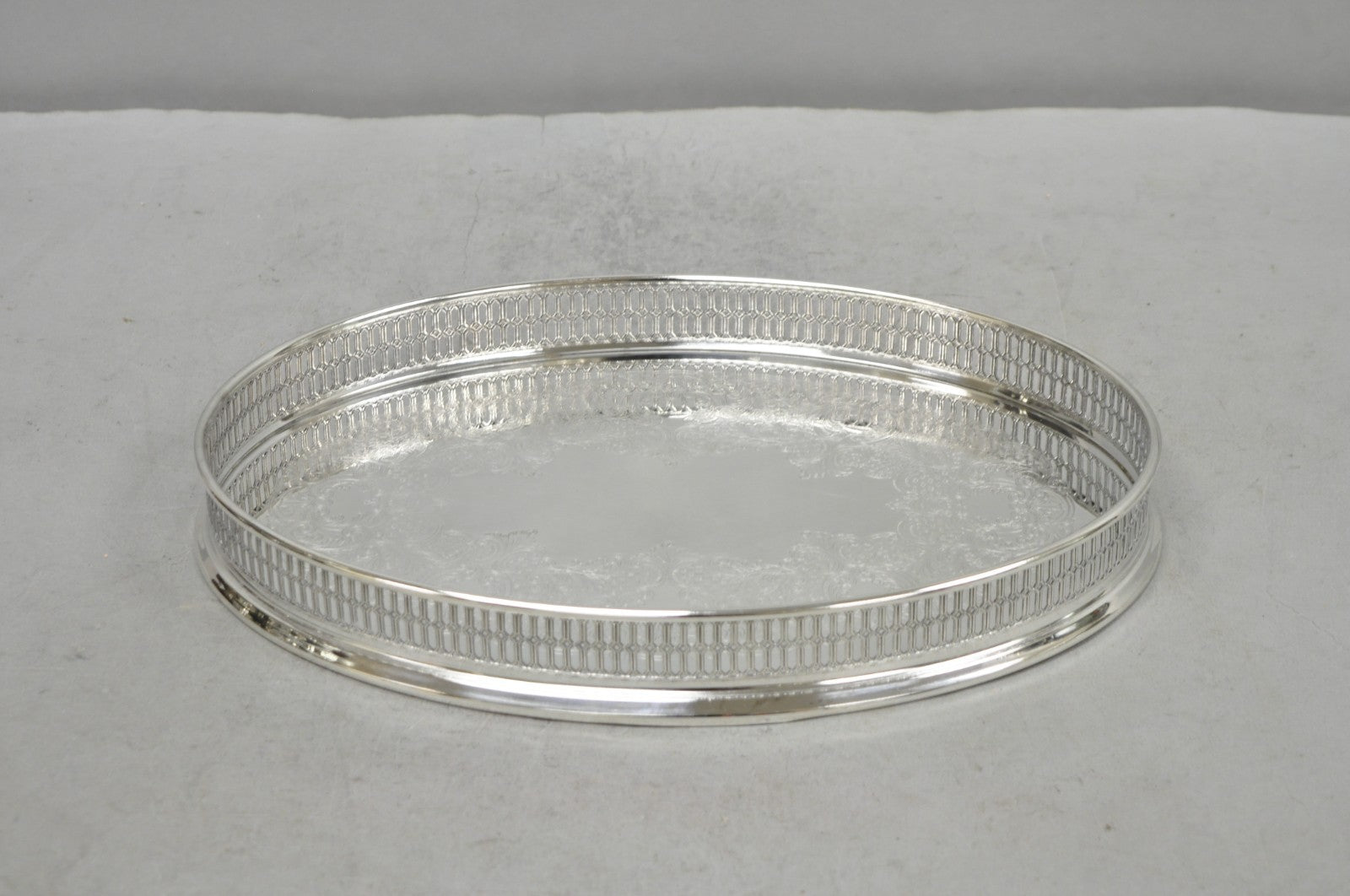 Vintage William Adams WA Italy Silver Plated Oval Raised Gallery Bar Tray