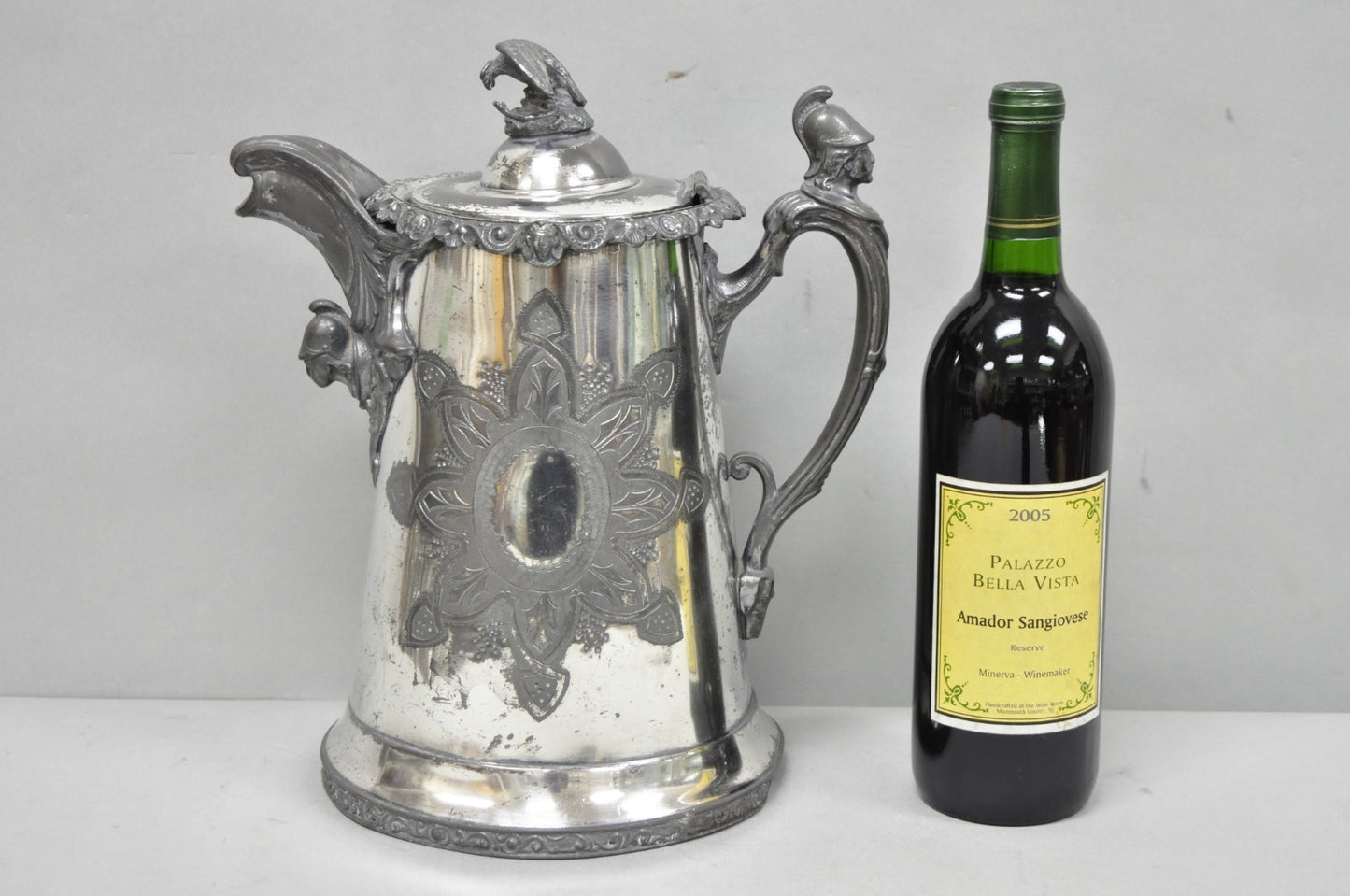 Antique American Victorian E. Kaufmann Figural Coffee Pot Water Pitcher w/ Eagle