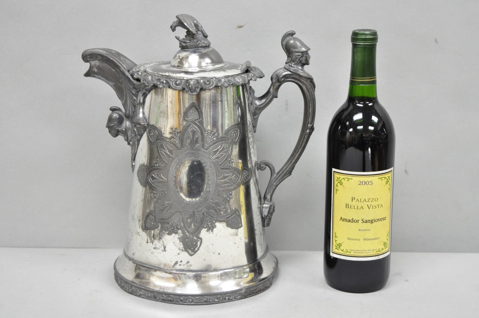 Antique American Victorian E. Kaufmann Figural Coffee Pot Water Pitcher w/ Eagle