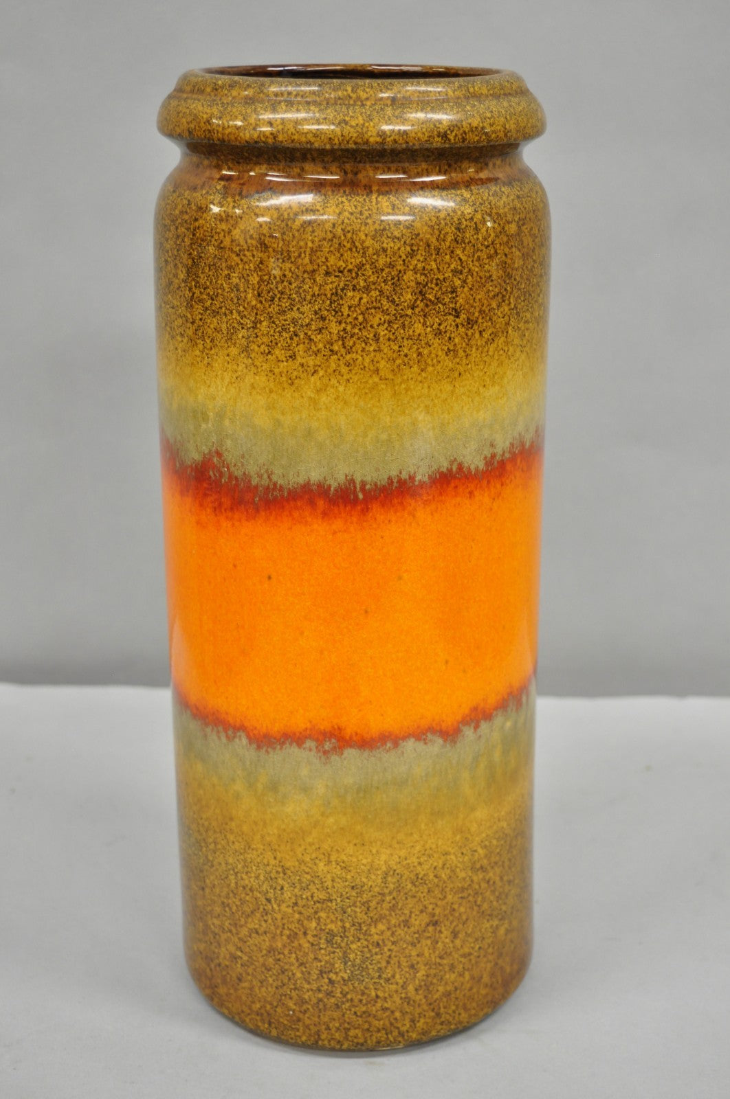 Vintage Scheurich Keramik Orange Mid Century Modern 17" Tall Vase W. Germany
