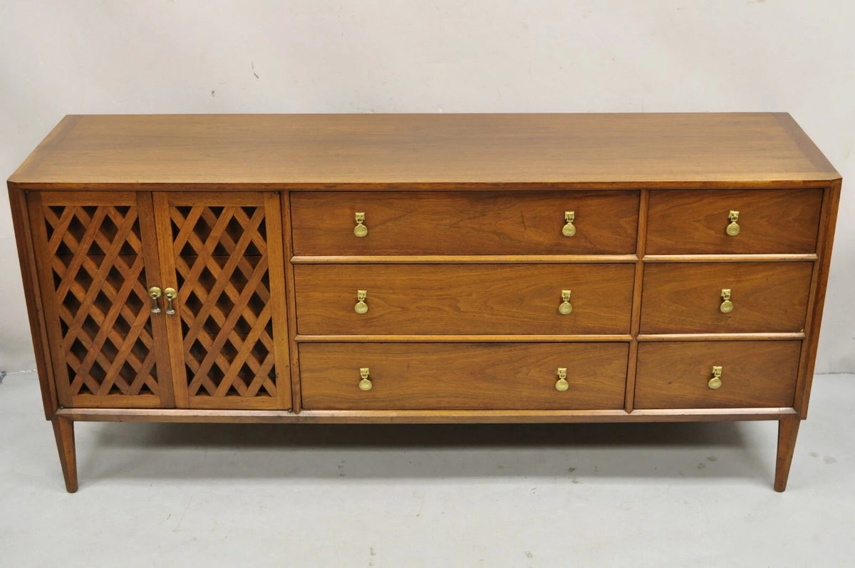 Vintage John Stuart Casalinda Mid Century Modern Walnut Credenza Triple Dresser
