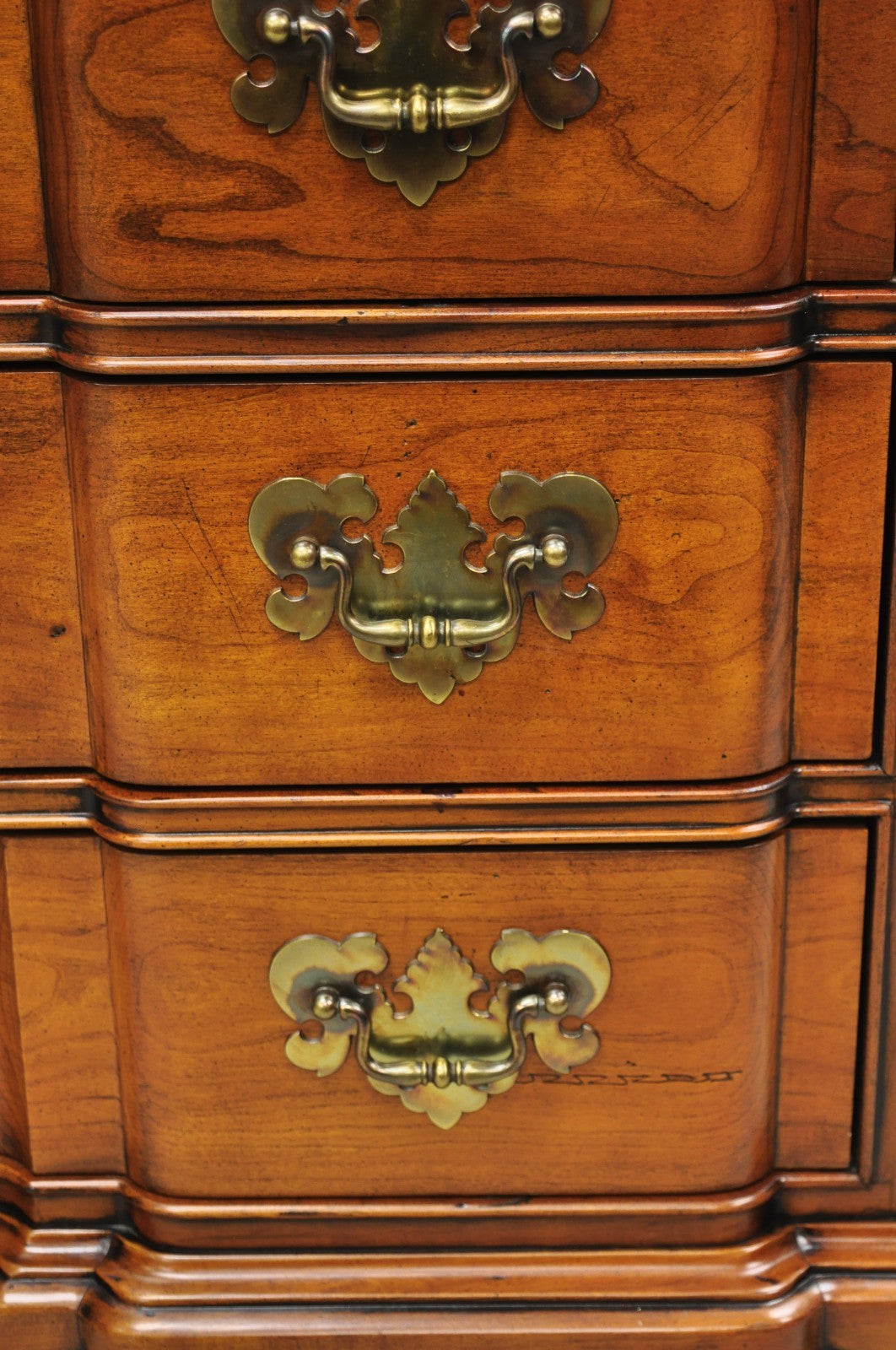 Vintage Georgian Cherry 3 Drawer Block Front Bachelor Chest Dresser by Harden