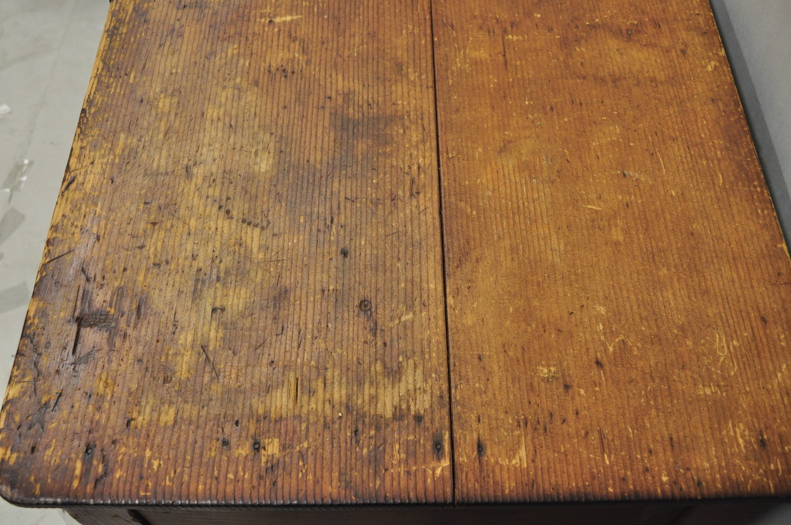 Antique French Country Primitive Possum Belly Pine Wood Bakers Work Table