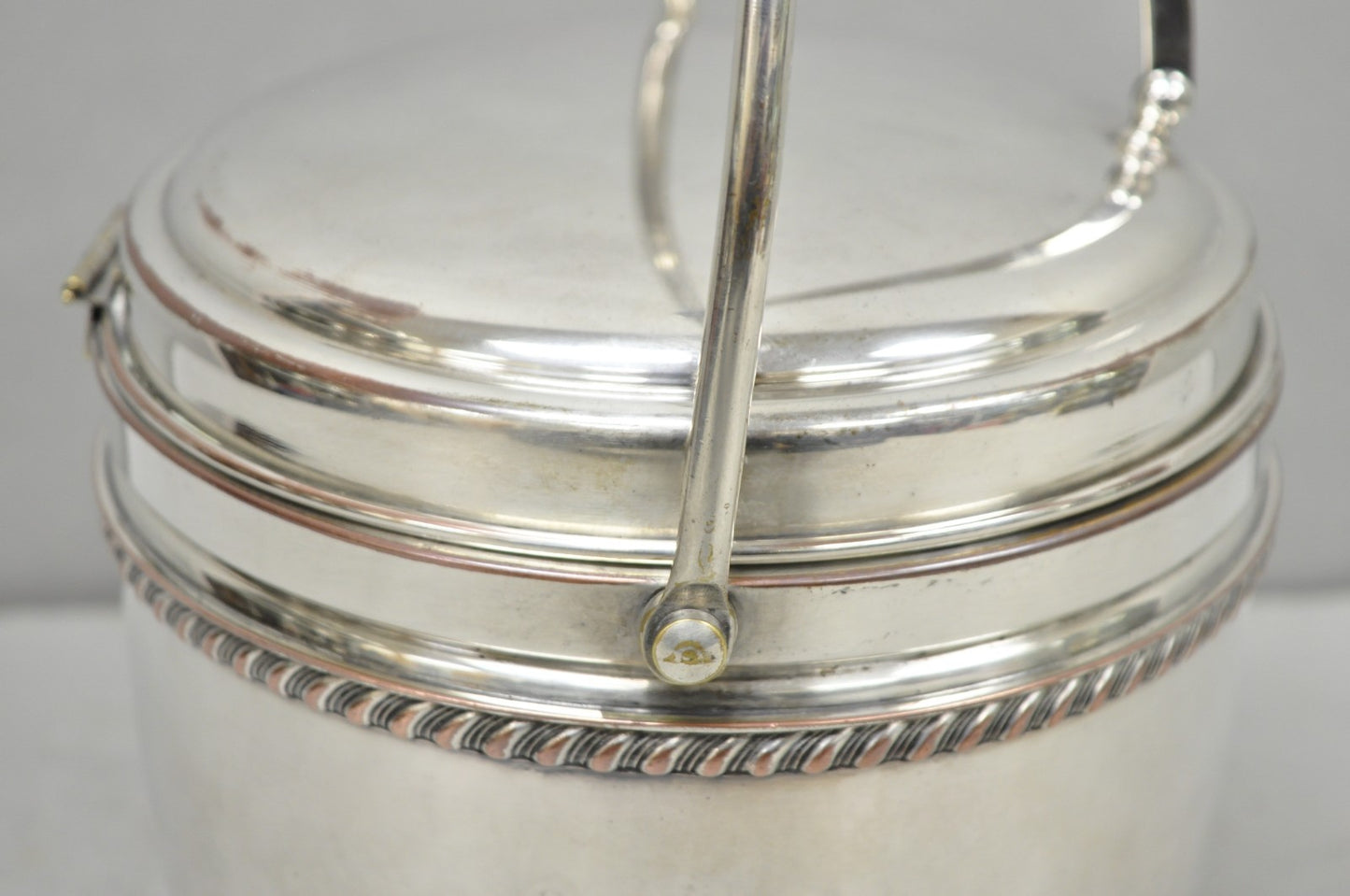 Vintage Bernard Rice's Sons Silver Plated Reticulating Hinge Lid Bar Ice Bucket