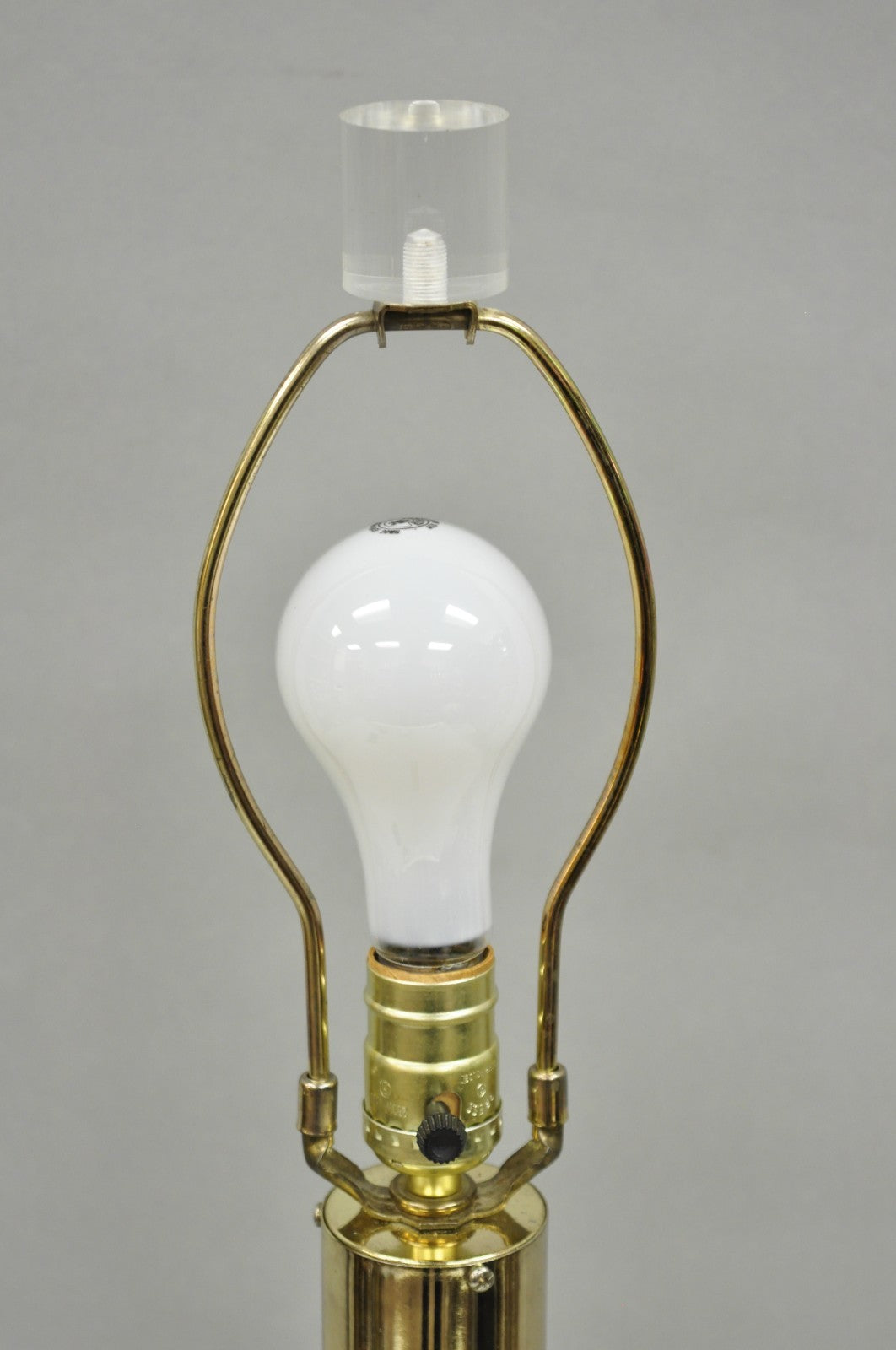 Vintage Mid Century Modern Lucite & Brass Cityscape Skyscraper Table Lamp