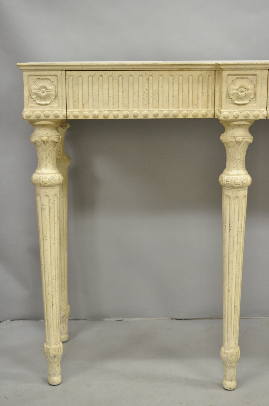 Vintage Maslow Freen English Adam Style White 3 Drawer Sideboard Console Table