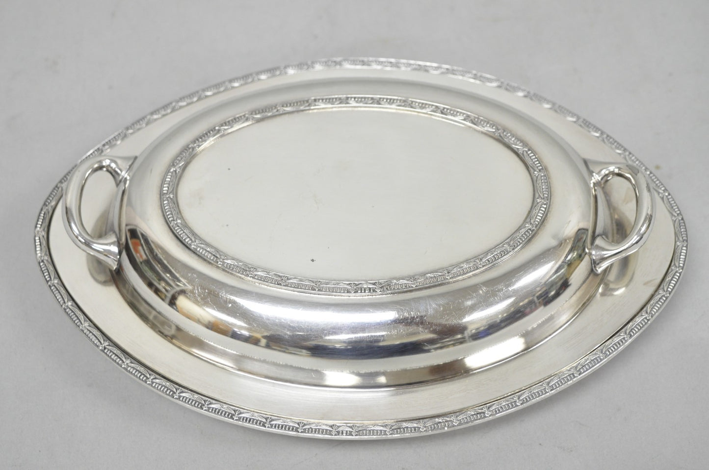 Vintage T&T Silver Plated Victorian Oval Vegetable Serving Platter w/ Drapes