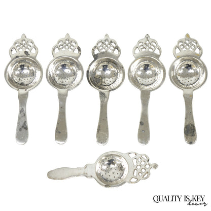 Antique D.W. Haber & Son NY Silver Plated Victorian Tea Strainer - Set of 6