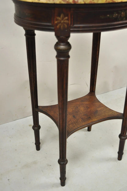 Antique French Louis XVI Style Victorian Oval Marble Top Accent End Side Table