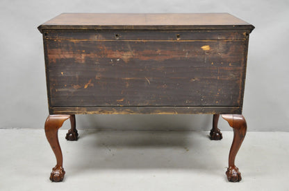 Antique English Georgian Burl Walnut Ball and Claw Inlaid Lowboy Bachelor Chest