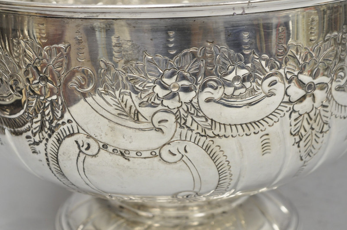 Vintage English Sheffield Kentshire Silver Plated Punch Bowl Set w 12 Footed Cup