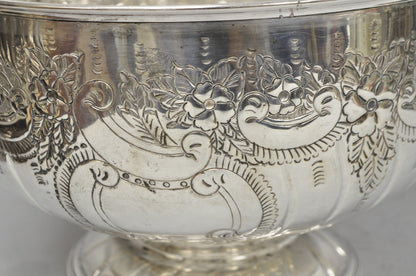 Vintage English Sheffield Kentshire Silver Plated Punch Bowl Set w 12 Footed Cup