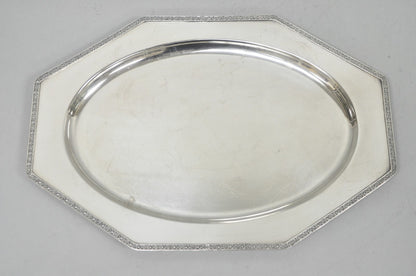 Antique Victorian Andover SP Co Silver Plated Octagonal Serving Platter Tray