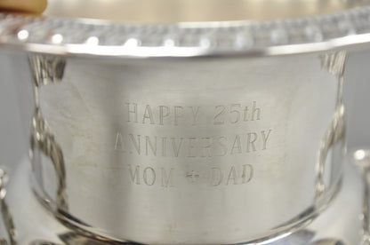 Happy 25th Anniversary Mom+Dad Silver Plated Trophy Cup Urn Champagne Ice Bucket