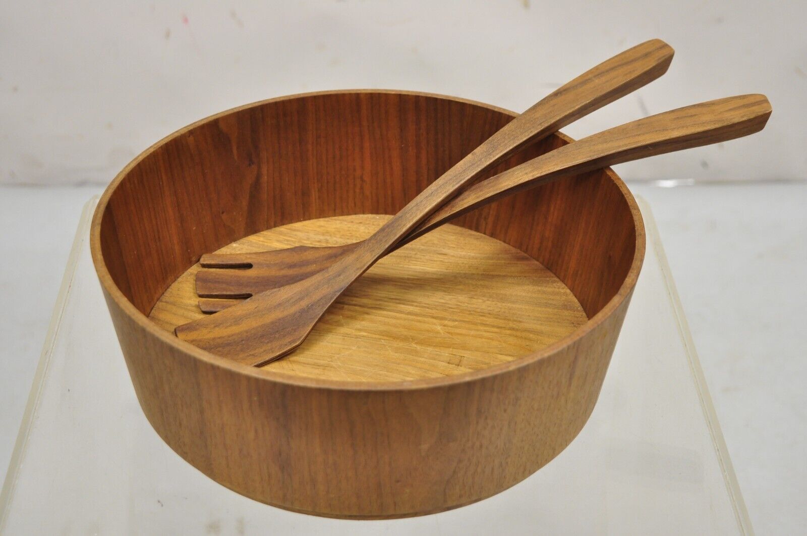 Vintage Gladmark Mid Century Danish Modern Staved Teak Salad Bowl Set