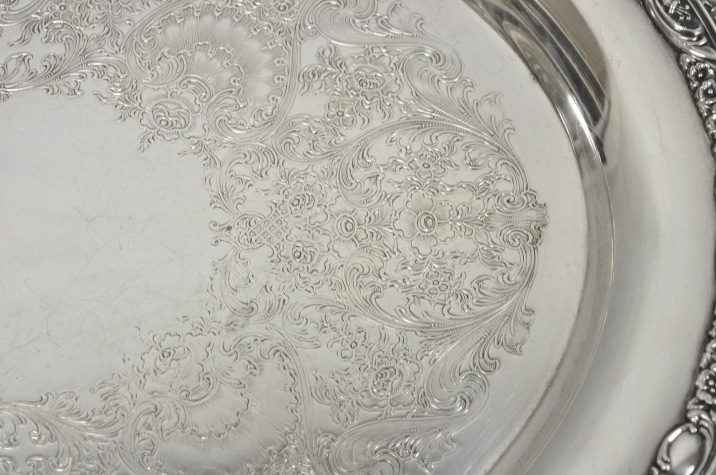 Vintage WM Rogers & Son "Victorian Rose" Silver Plated Oval Serving Platter Tray