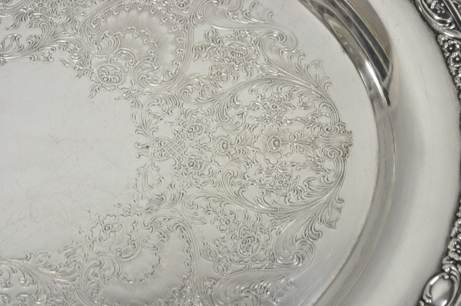 Vintage WM Rogers & Son "Victorian Rose" Silver Plated Oval Serving Platter Tray