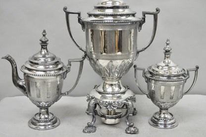 Antique Reed & Barton 1929 English Regency Silver Plated Samovar Tea Set 4 Pcs